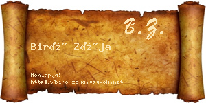 Biró Zója névjegykártya